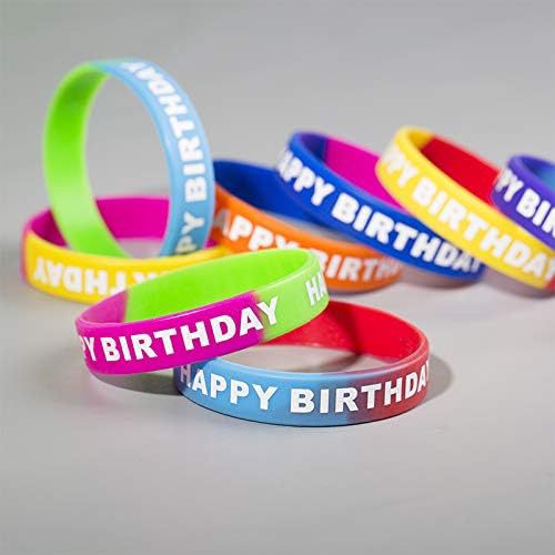 Wholesale 10pcs Party Silicone Happy Day Rainbow Rubber Wristband Bracelet