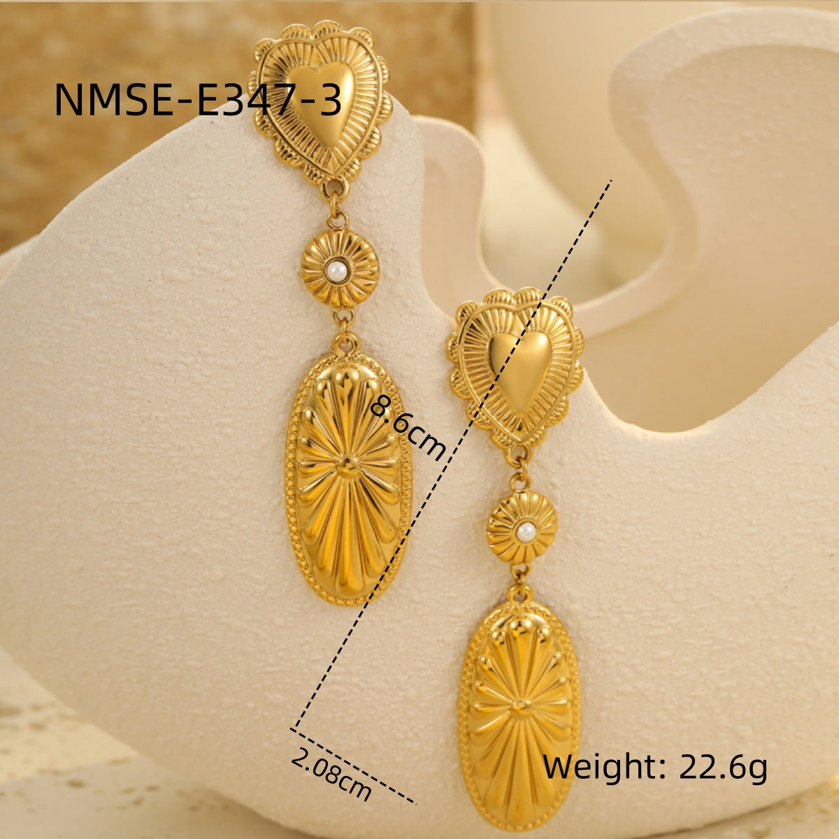 Wholesale Water droplet shaped heart shape Stainless Steel Earrings