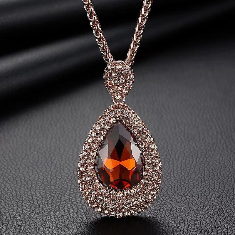 Wholesale Alloy Exaggerated Long Crystal Necklaces