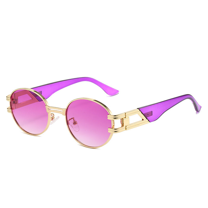 Wholesale Oval Retro Round Metal Fashion Versatile Sunglasses