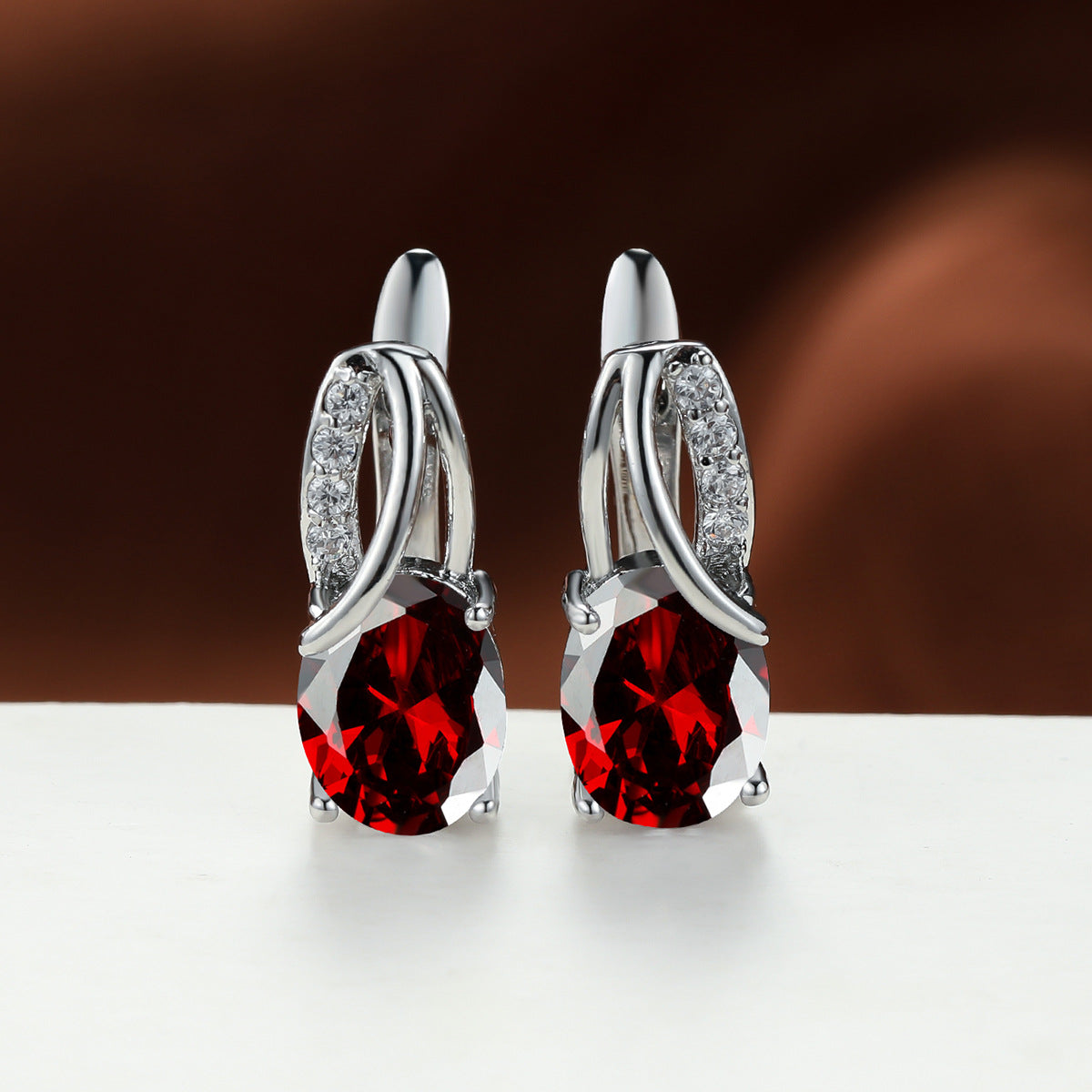 Wholesale Champagne Gold Oval Diamond Earrings