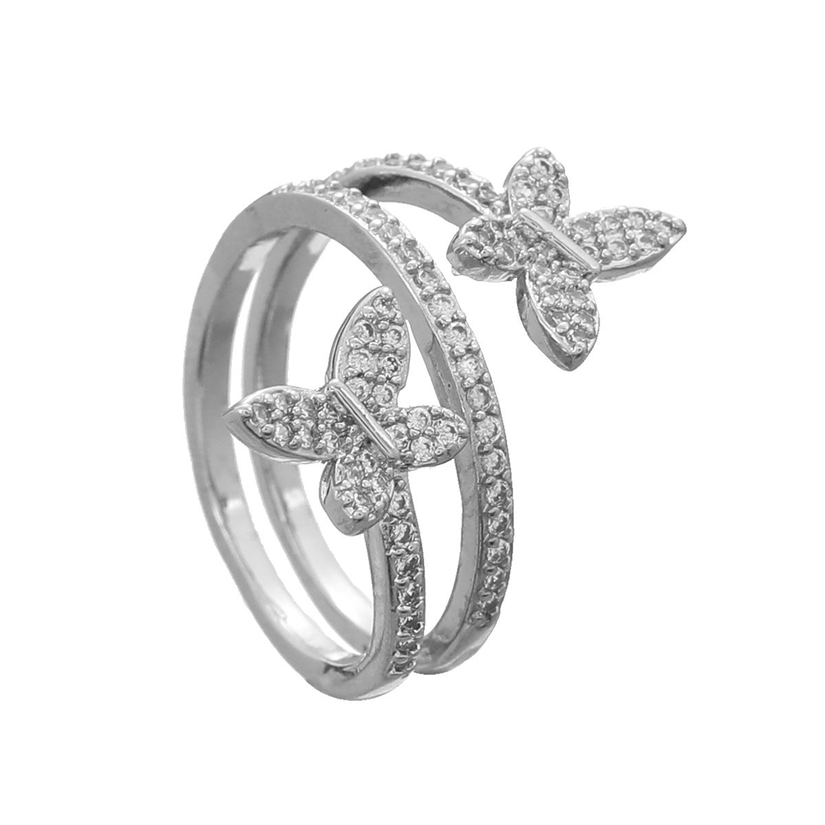 Al por mayor 2023 nuevo anillo de mariposa de diamante de cobre