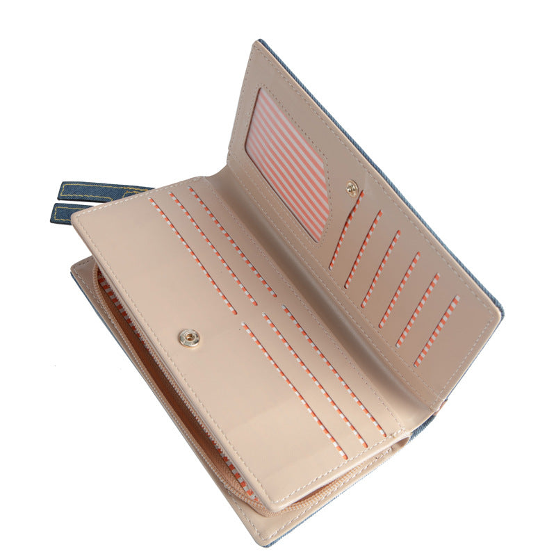 Patrón de jeans PU al por mayor billetera larga