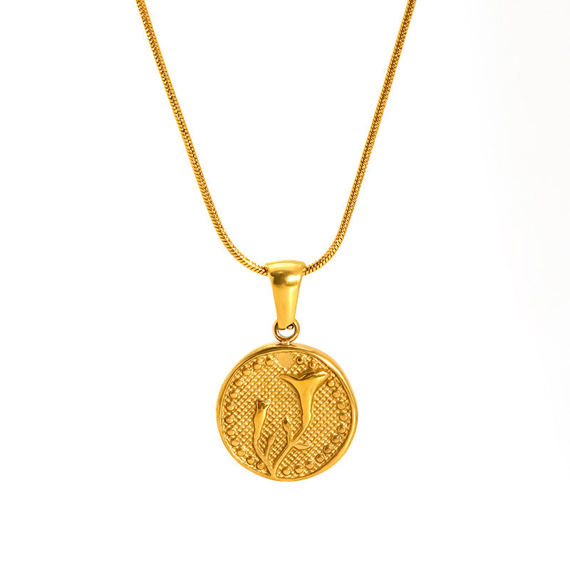 Wholesale Rose Flower Pendant Necklace Simple Titanium Steel Sunflower Necklace