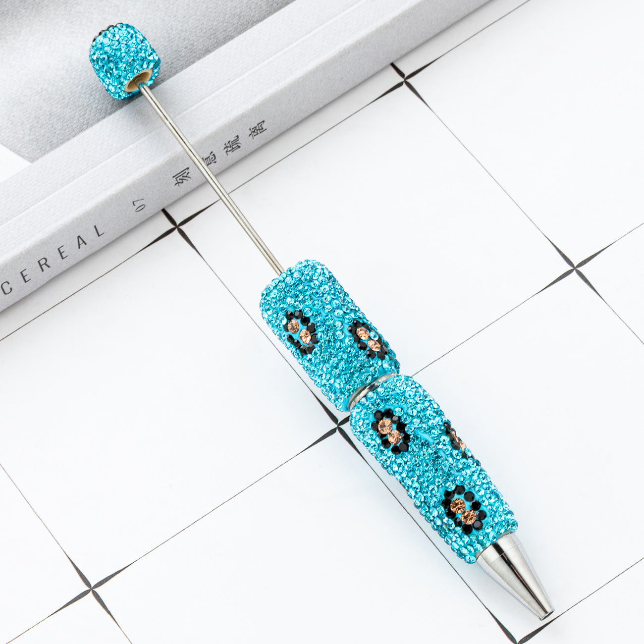 Wholesale Leopard print multi-color plastic diamond studded  beadable pens