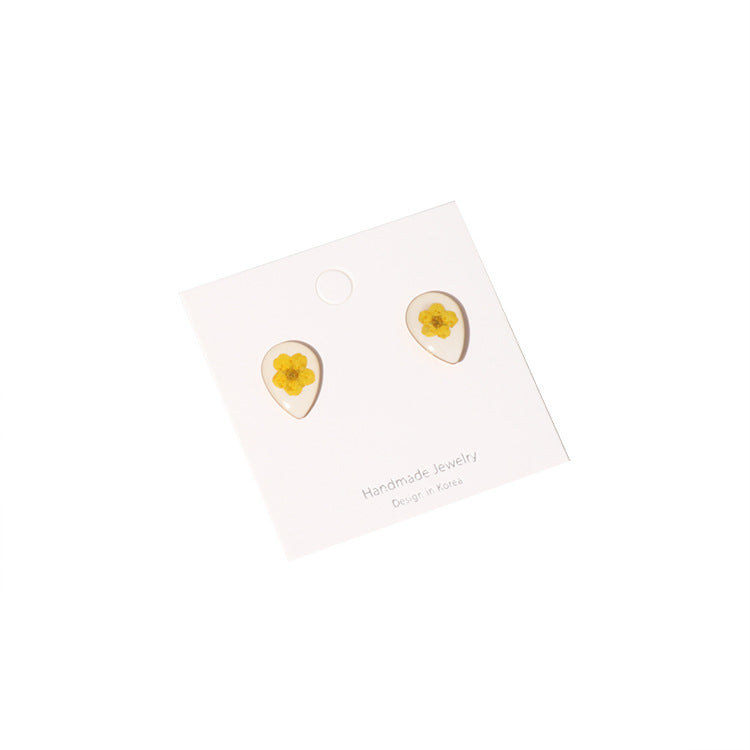 Wholesale 6pcs Stainless Steel Electroplated Gold Dried Flower Maillard Style Earrings