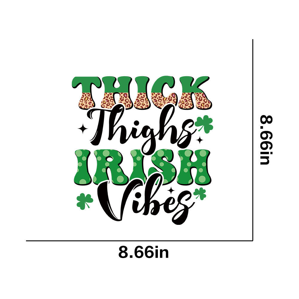 Wholesale 10pcs St. Patrick's Day Green Lucky Clover UV DTF Ready to Press Transfers Wraps