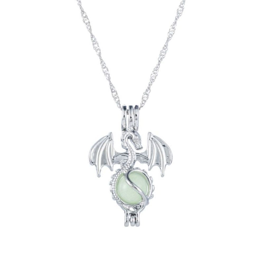 Wholesale Openable hollow luminous small dragon necklace