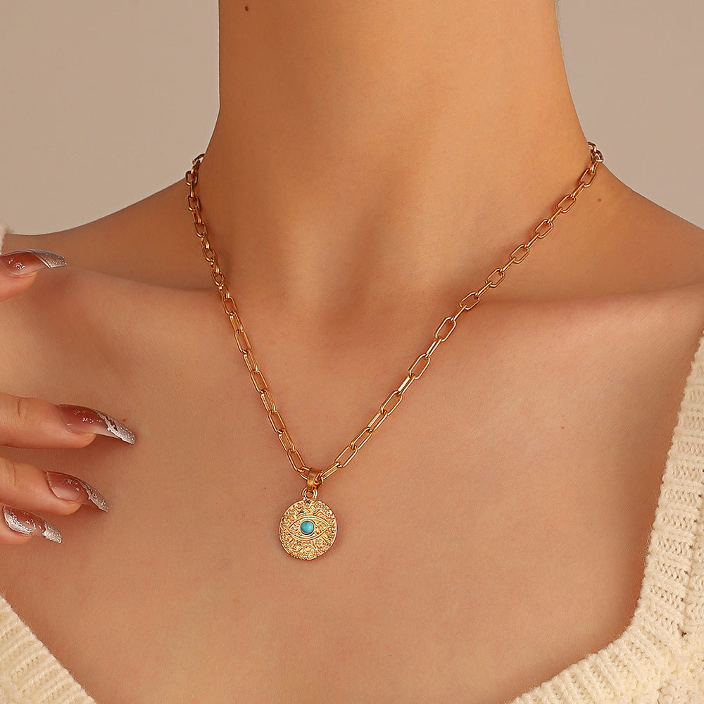 Wholesale Cracked Pine Stone Bohemian Snail Peach Heart Pendant Necklace