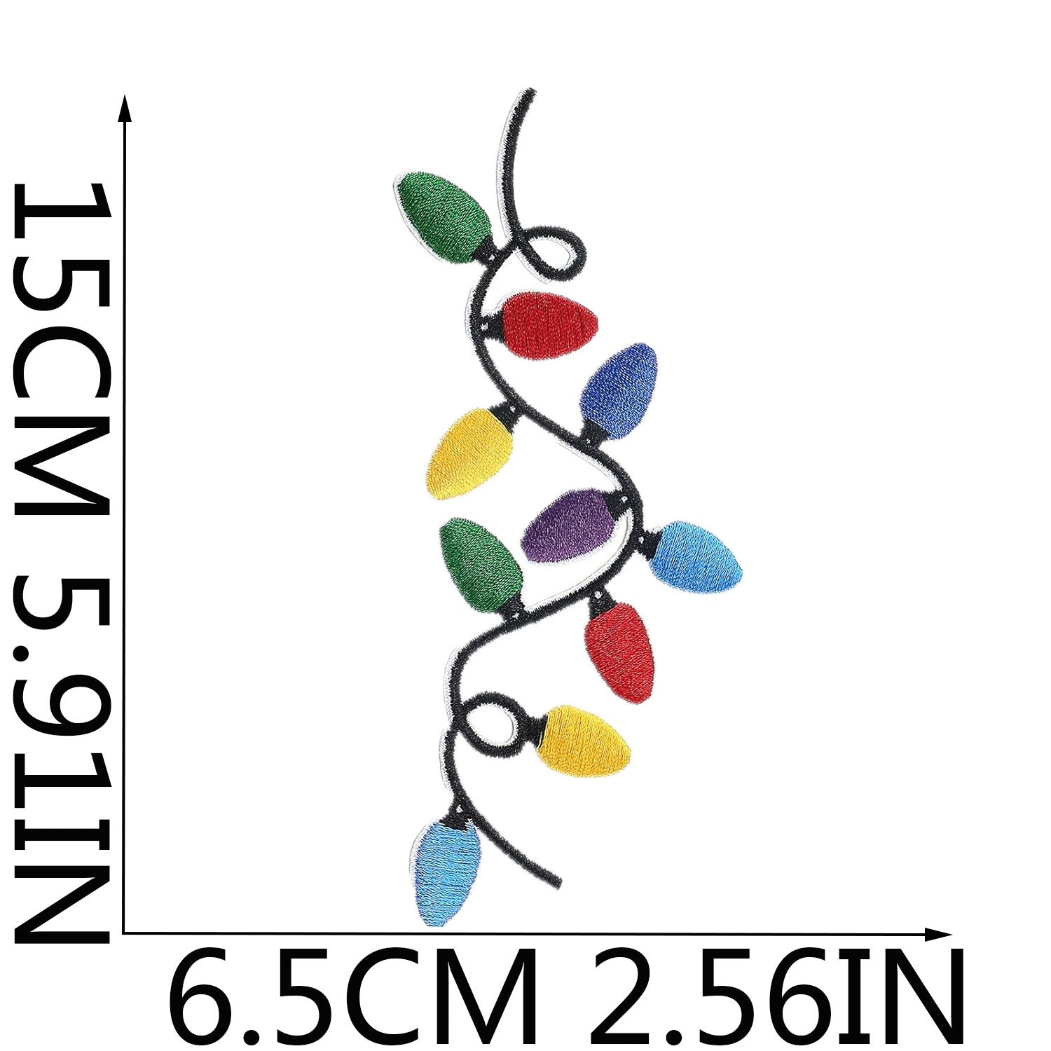 Wholesale Colorful Light Strip Embroidered Cloth Patch Christmas Patch