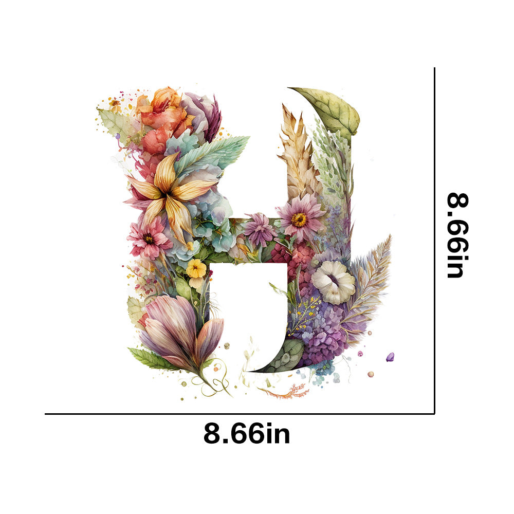 Wholesale 26 letter flower branches and leaves UV DTF Ready to Press Transfers Wraps