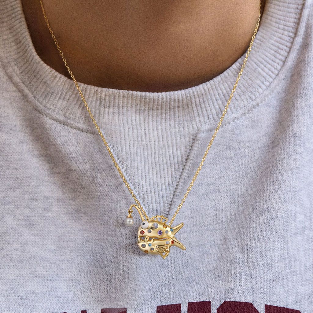 Wholesale Ocean Pearl Series Cute Pearl Fish Zircon Pendant Necklace