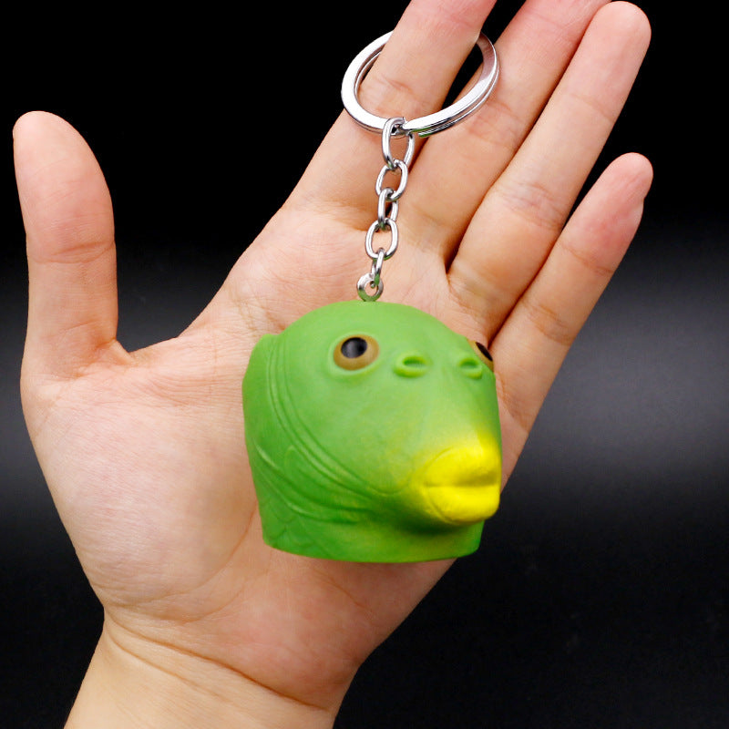 Cadena de llave de cubierta de la cabeza de la máscara de pescado de monstruos de plástico al por mayor