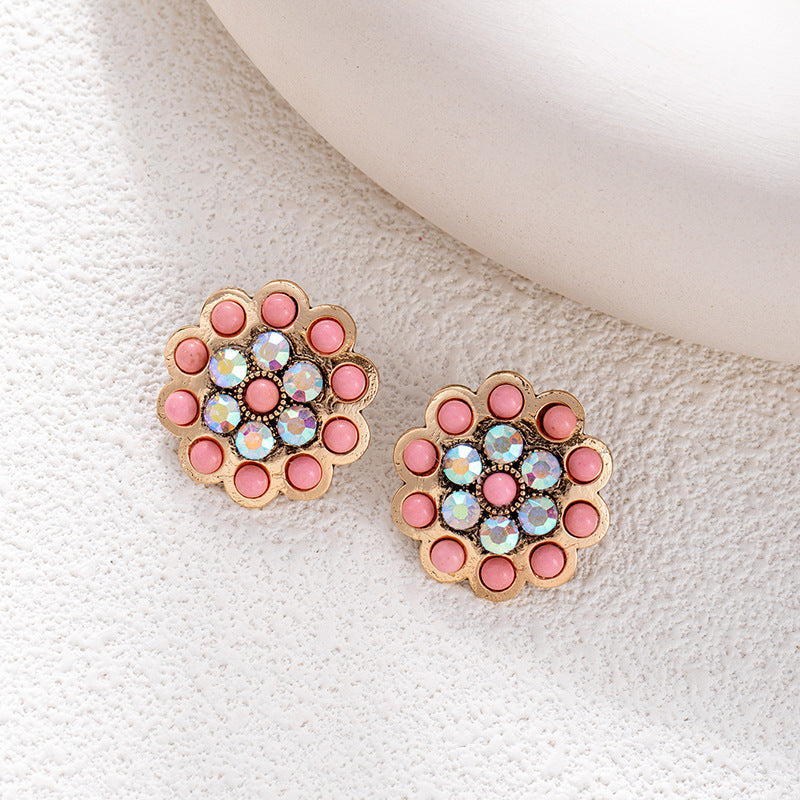 Wholesale Bohemian style turquoise flower earrings