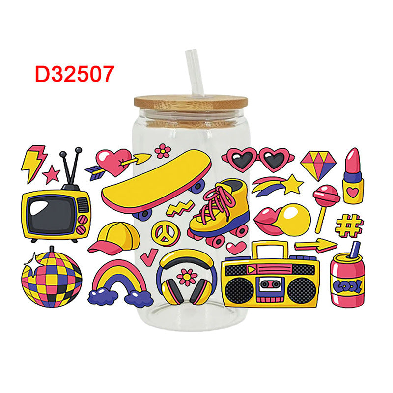 Wholesale Uv Transfer Sticker Glass Cup  Crystal Sticker 16oz Cup UV DTF Wraps