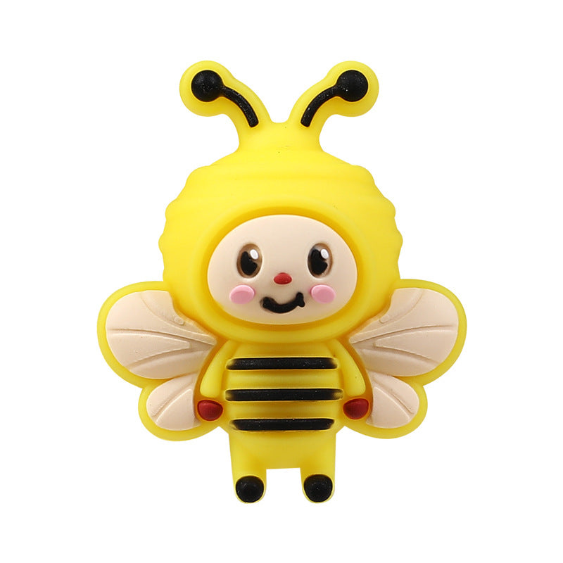 Wholesale 20pcs/pack 3D cartoon bee silicone bead jewelry