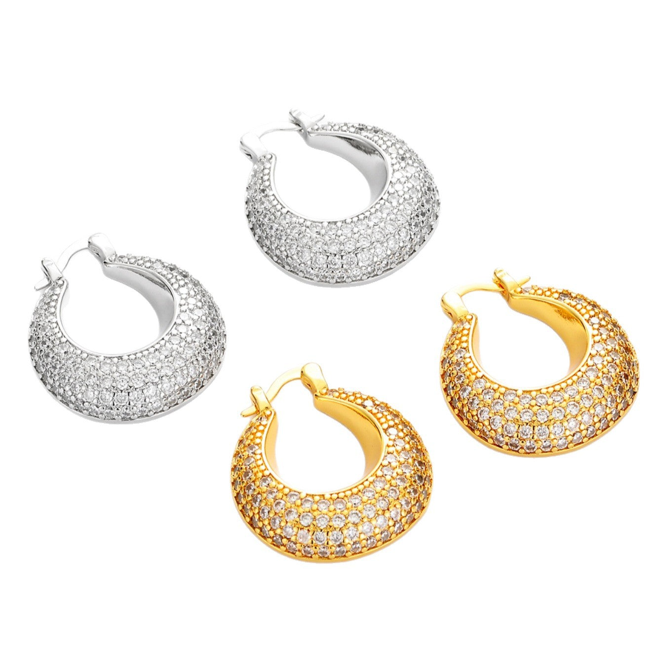 Wholesale Micro-paved zircon earrings,  full diamond design,  elegant and vintage.