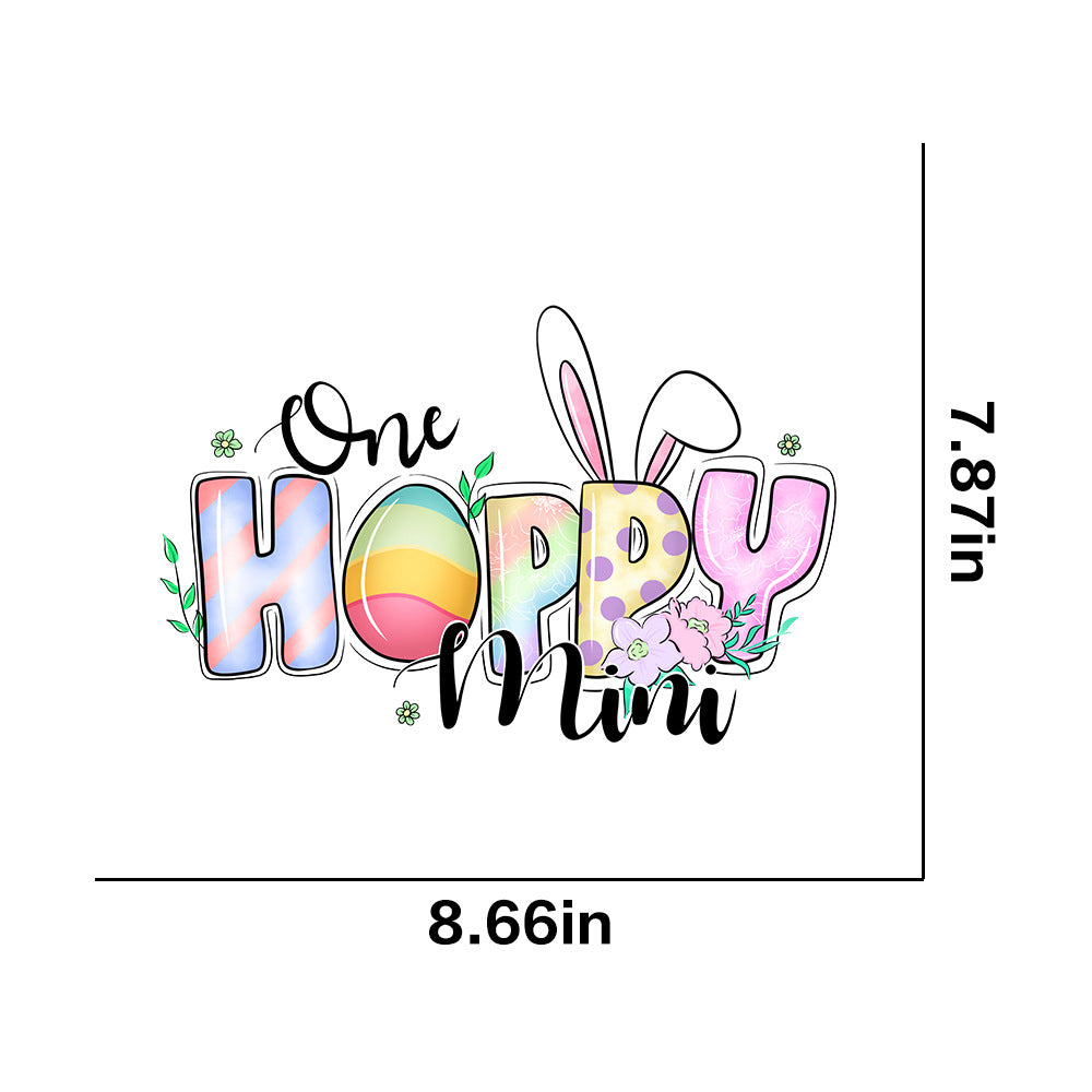 Wholesale 10pcs Easter letter cartoon rabbit car UV DTF Ready to Press Transfers Wraps