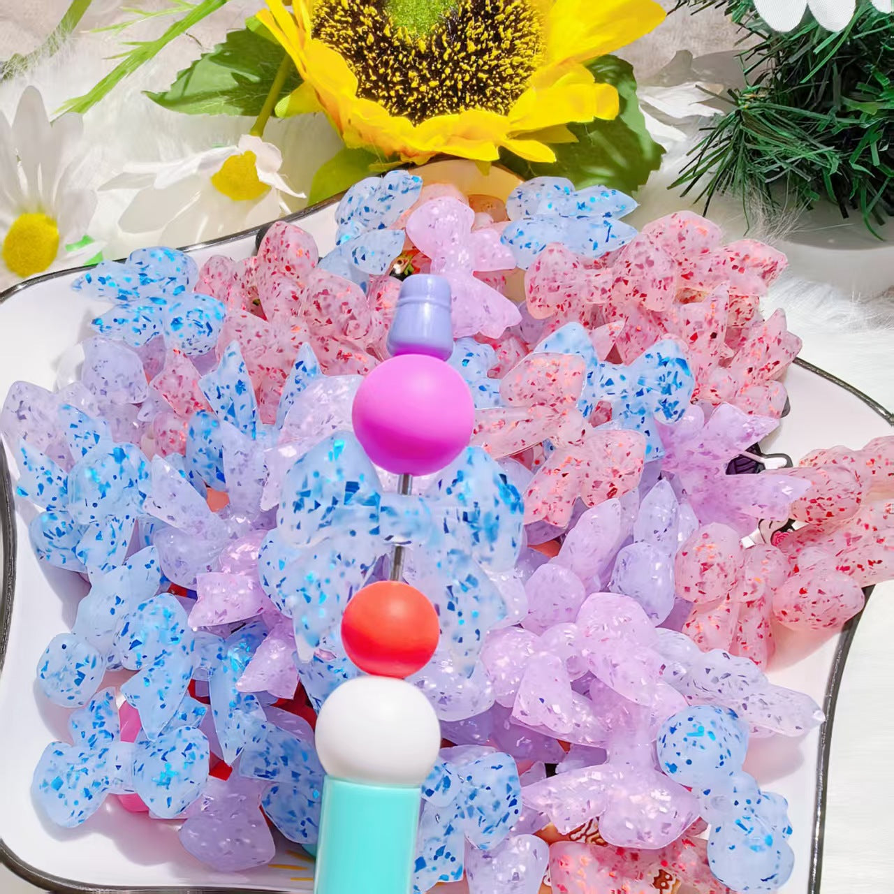 Wholesale 10pcs/ pack 3D bow translucent small silicone cartoon beads