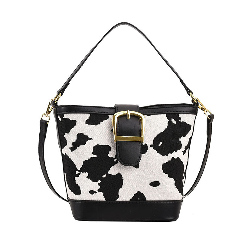 Wholesale Cow Pattern PU Portable Bucket Bag Single Shoulder Crossbody Bag