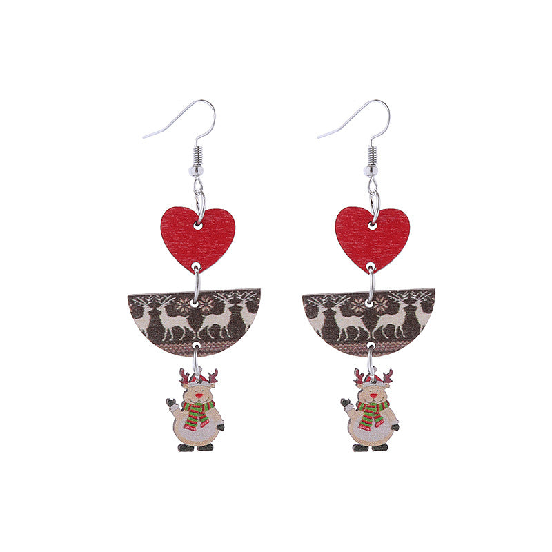 Wholesale Christmas Elk Snowflake Cute Long Drop Earrings