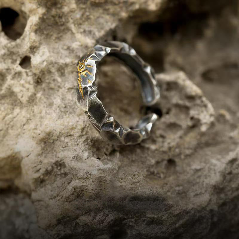 Wholesale  Personality Sun Rune Wishing Stone Pendant Retro Personality Meteorite Colorblock Stainless Steel Chain Hip Hop Necklace