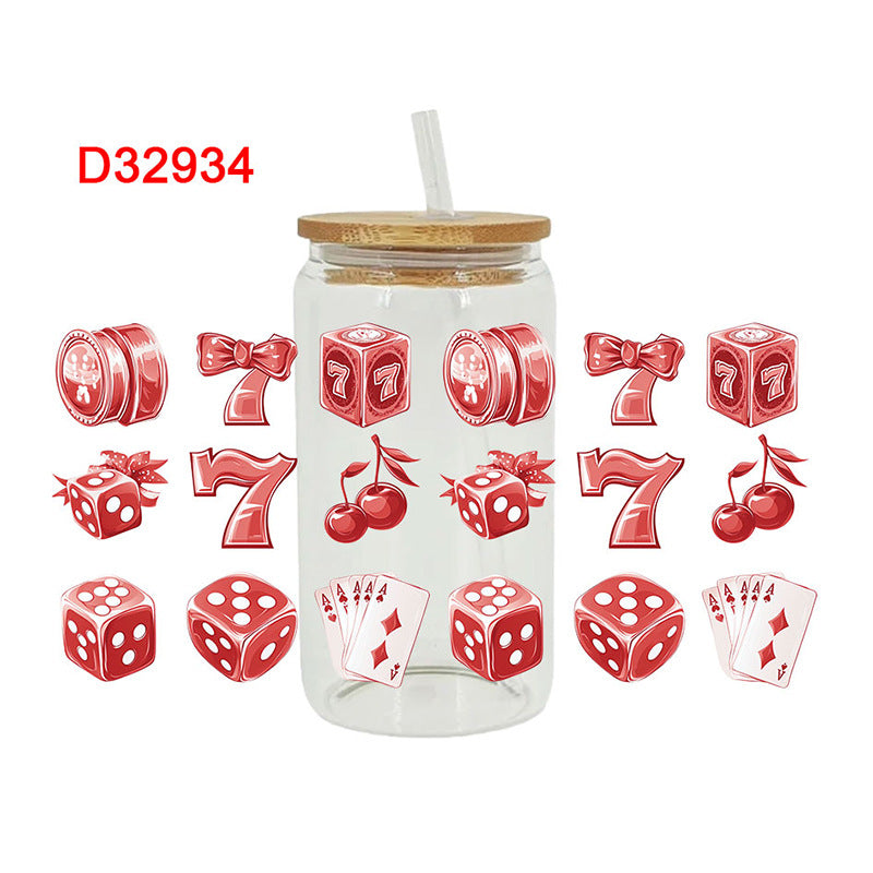 Wholesale Black and white billiards  16oz Cup UV DTF Wraps