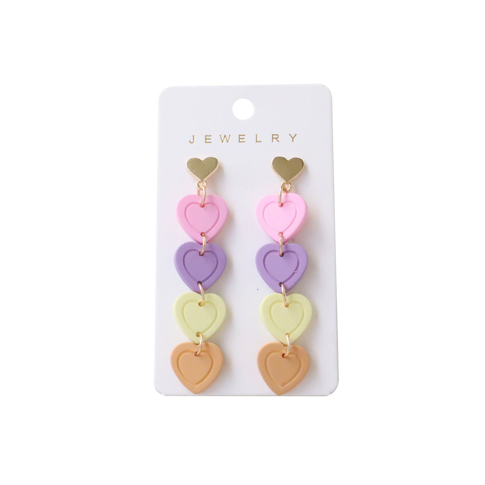 Wholesale Valentine' s Day Long Heart Colorful Acrylic Earrings