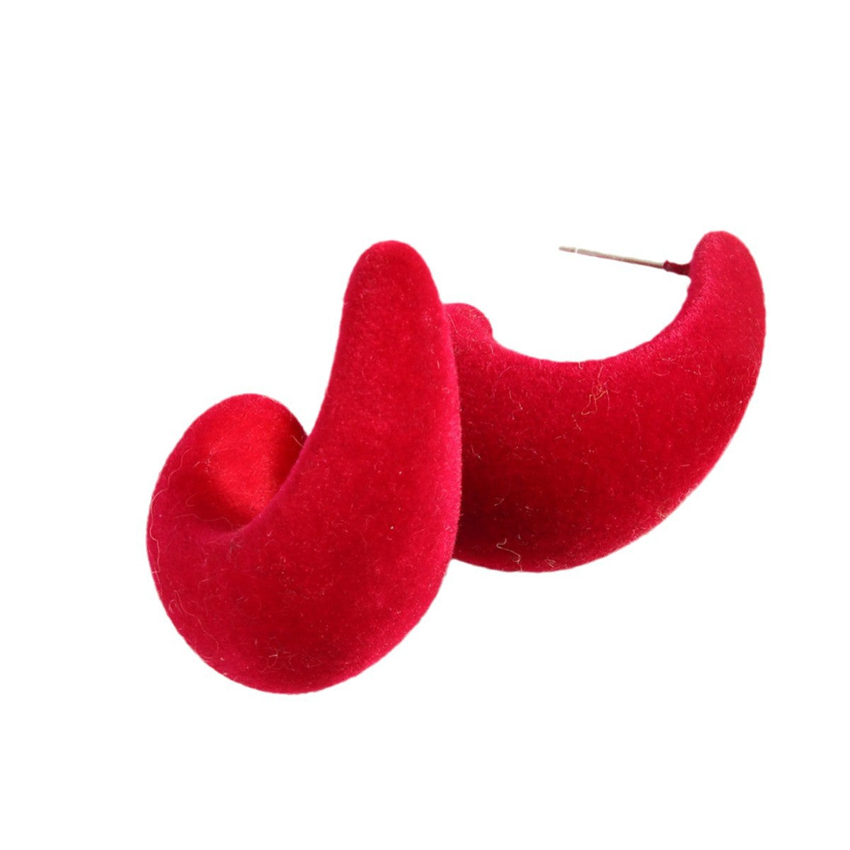 Wholesale red flocked heart pendant earrings