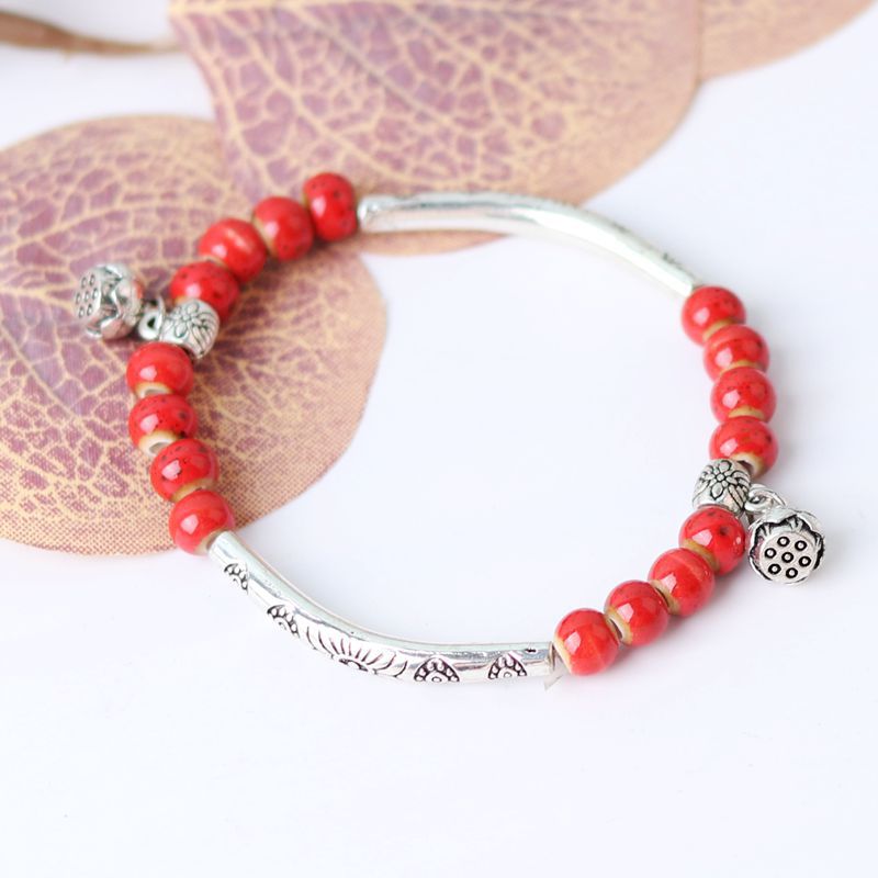 Pulsera de tubería de curva de bricolaje con cuentas de cerámica al por mayor