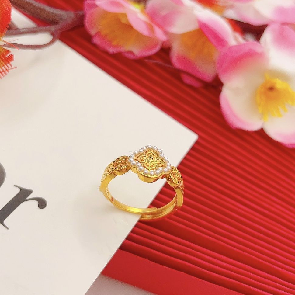 Wholesale Pearl Filigree Gold Ring