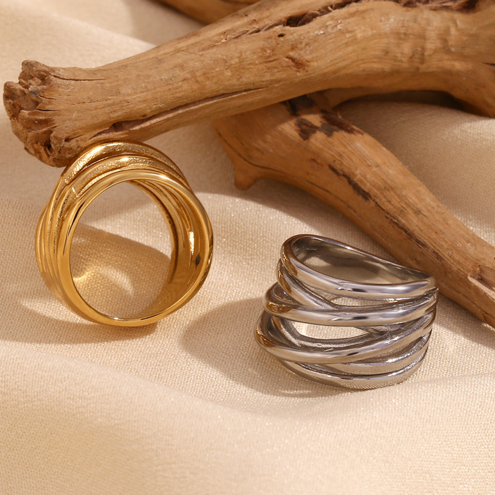Wholesale Irregularly woven and twisted closed-end Stainless Steel Rings