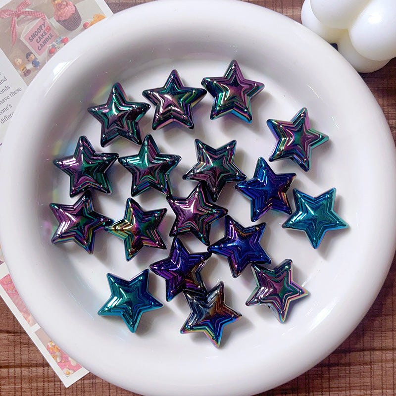Wholesale 10pcs Color-plated UV Five-pointed Star  Acrylic Beads