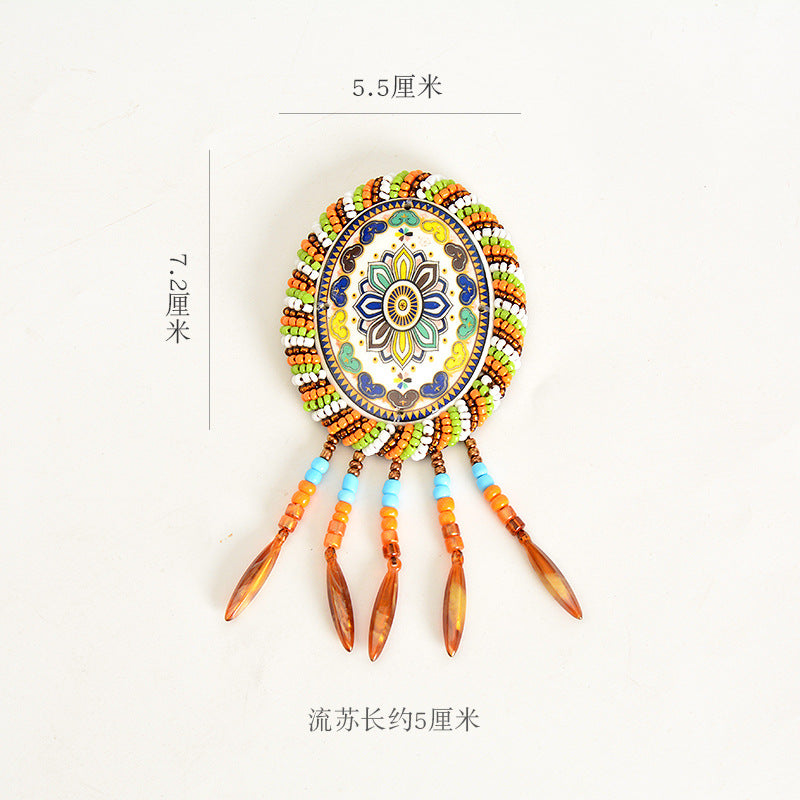 Wholesale DIY Handmade Beaded Cloth Patch Bohemian Tassel Hat Clothing Decoration