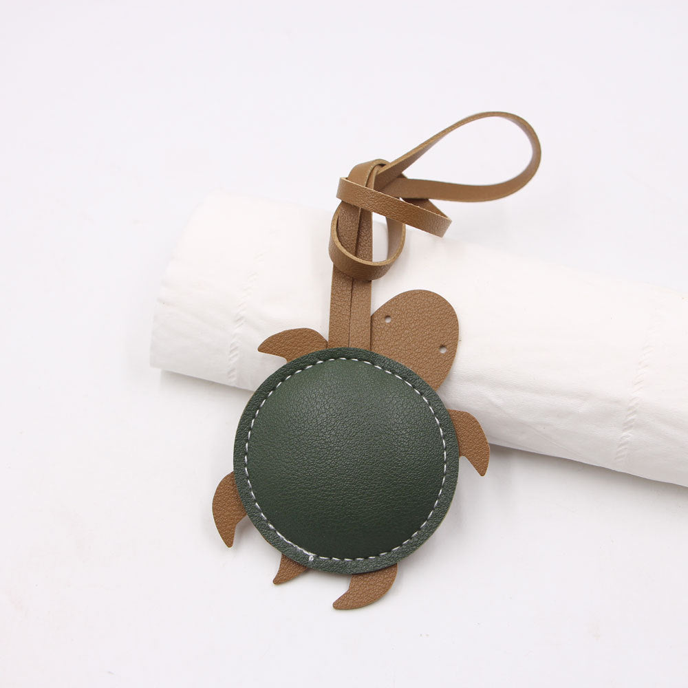 Wholesale Dark Green Stuffed Turtle Bag Charm Lanyard Artificial Leather Fashion Accessory