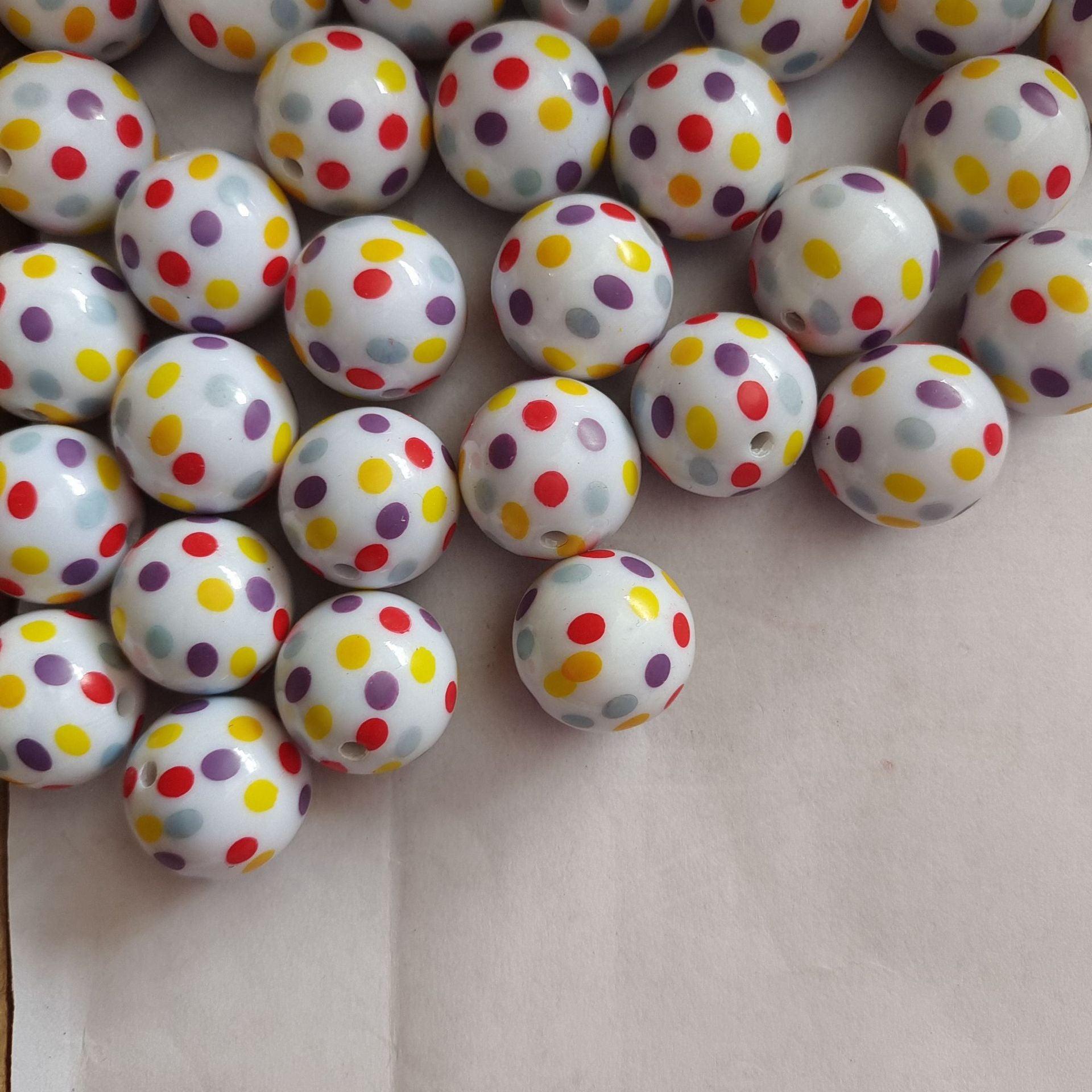 Wholesale 5pcs 20MM Acrylic Colorful Dot Printed Beads