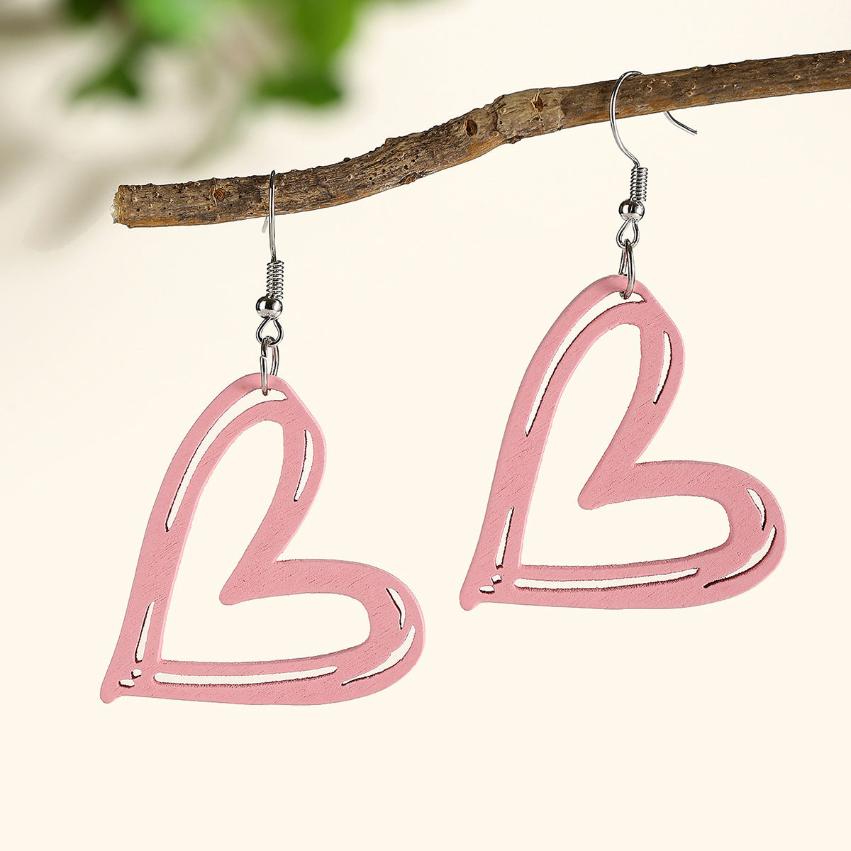 Wholesale Colorful Love Valentine' s Day Wood Earrings