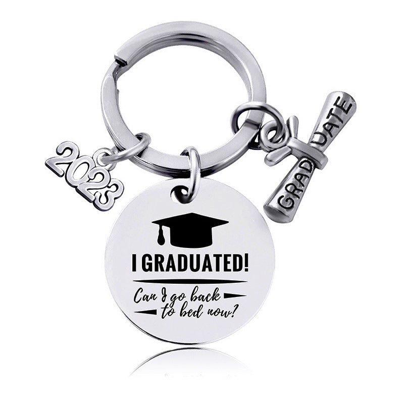 Wholesale Stainless Steel Round Graduation Season Gift Keychain