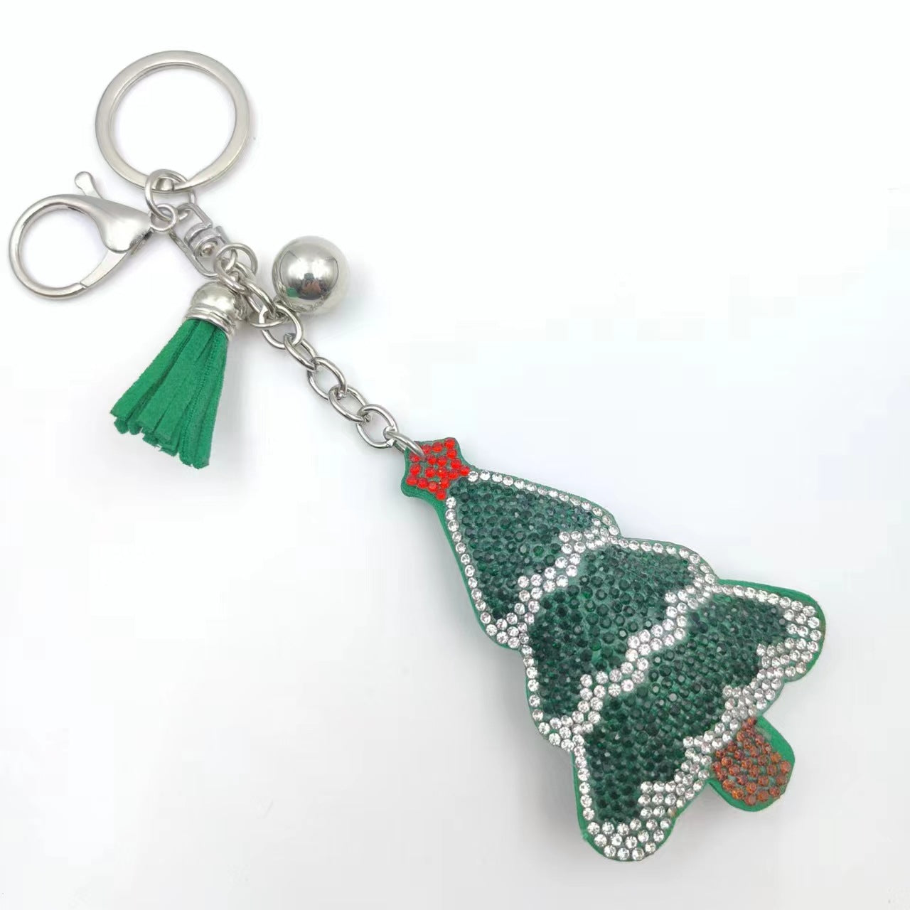 Wholesale Trendy Christmas Tree Rhinestone Velvet Keychain Pendant Holiday Gift Resale Accessory