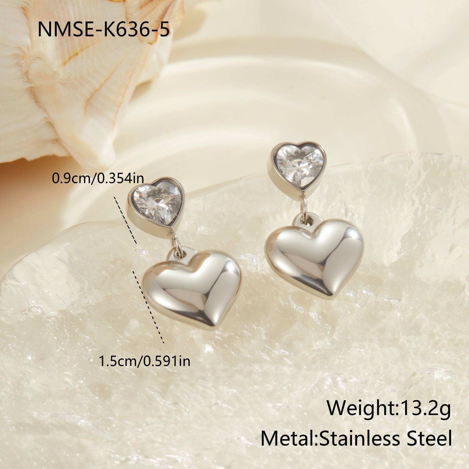 Wholesale Droplet shaped heart-shaped geometric shape Stainless Steel Earrings
