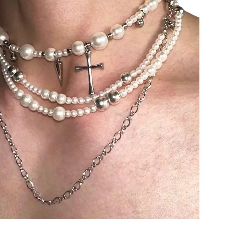 Wholesale sweater chain irregular size pearl beaded long necklace multiple wearing methods clavicle chain