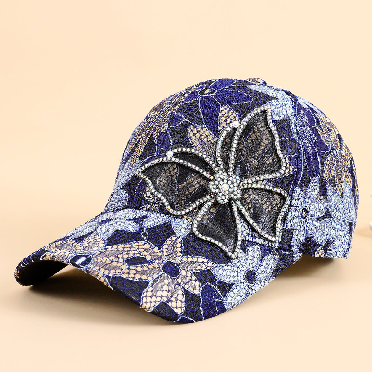 Wholesale Butterfly Rhinestone Flower Polyester Baseball Cap