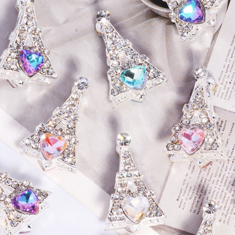 Wholesale 2PCS/Pack Three-Dimensional Eiffel Tower Alloy Hole Loose Beads DIY Mobile Phone Key Chain Necklace Bag Chain Accessories