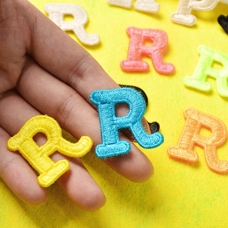 Wholesale Embroidered Letter R Patch Iron On Sew On Applique For Caps T Shirts Towels DIY Decorative Craft Supply