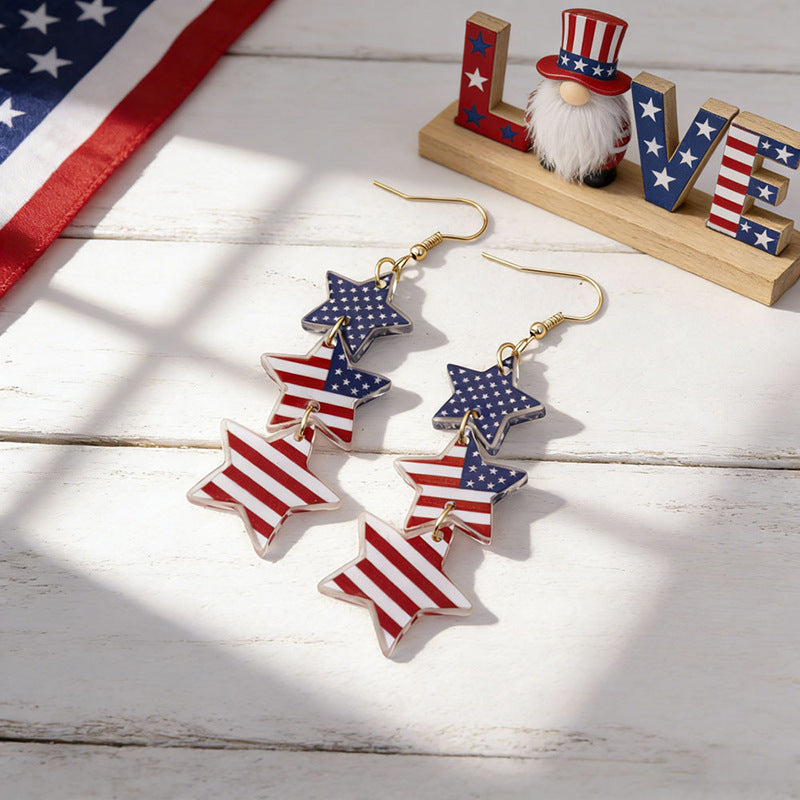 Wholesale Independence Day Anniversary Love Star Spangled Banner Acrylic Earrings