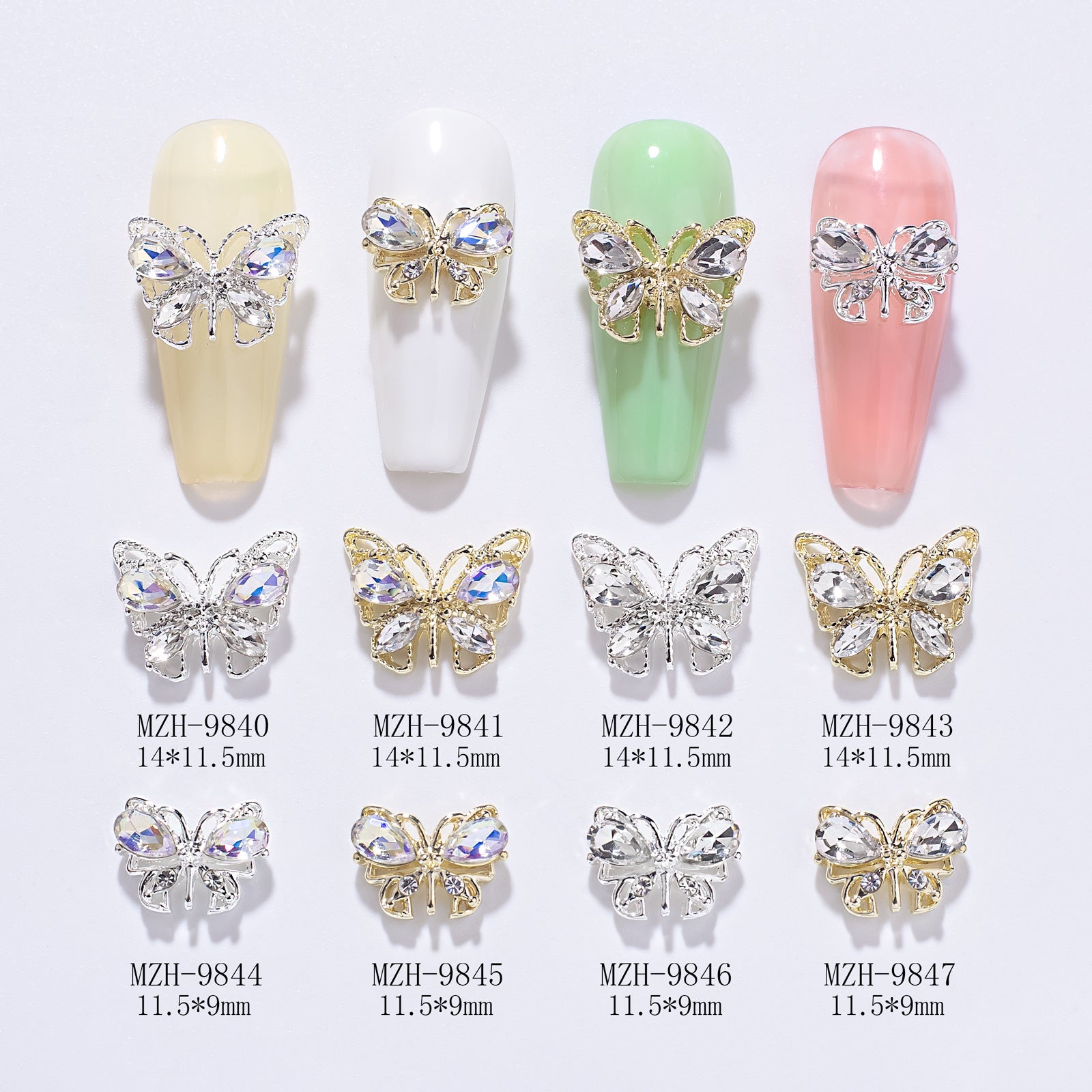 Hollow nail art small butterfly alloy jewelry