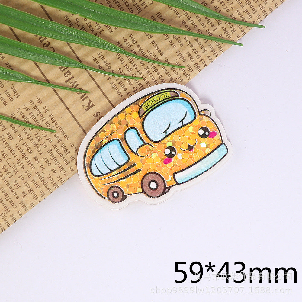 Wholesale 10pcs Quicksand Cartoon Cute Smiley Car Personalized Accessories Acrylic DIY Patches