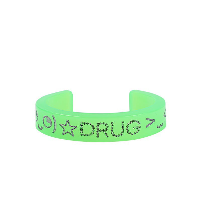 Wholesale 10PCS Autumn and Winter Stackable Resin Inlaid Diamond Colorful Open Bracelets