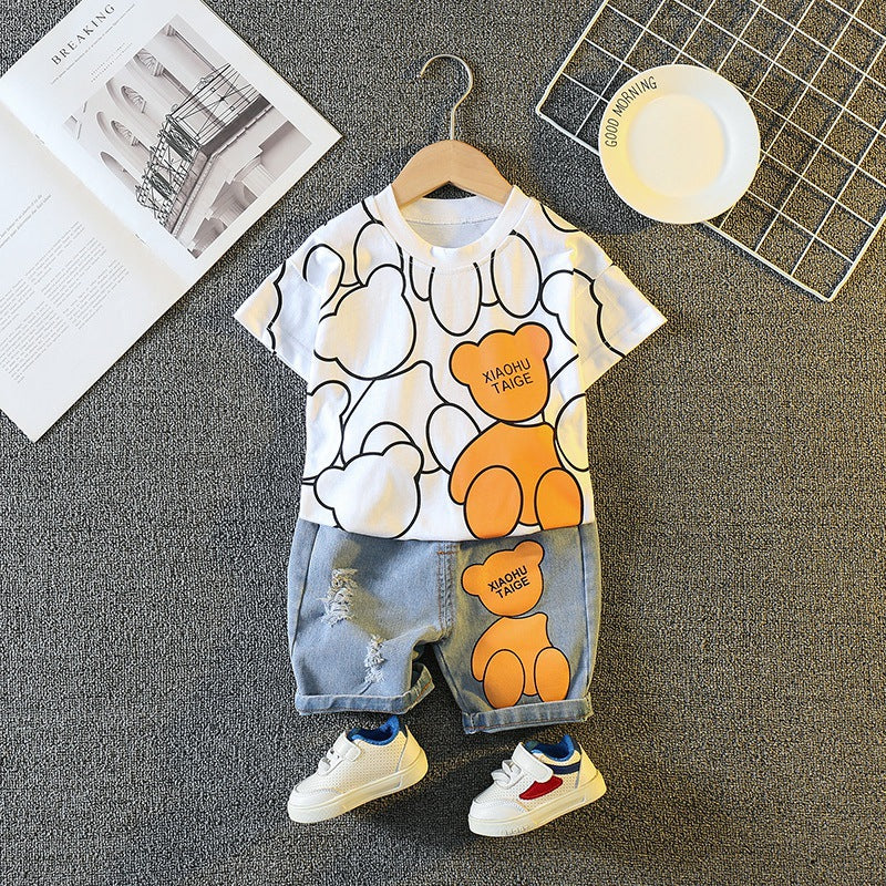 Wholesale Baby Cotton Round Neck T-shirt and Shorts Set