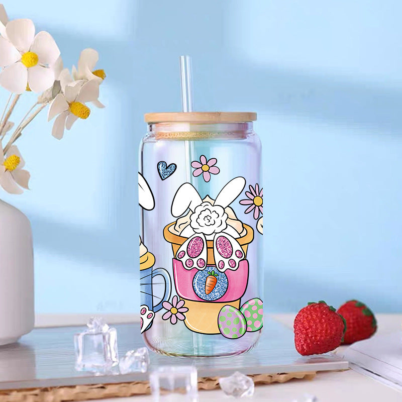 Wholesale Colorful Rabbit Easter 16oz Cup UV DTF Wraps